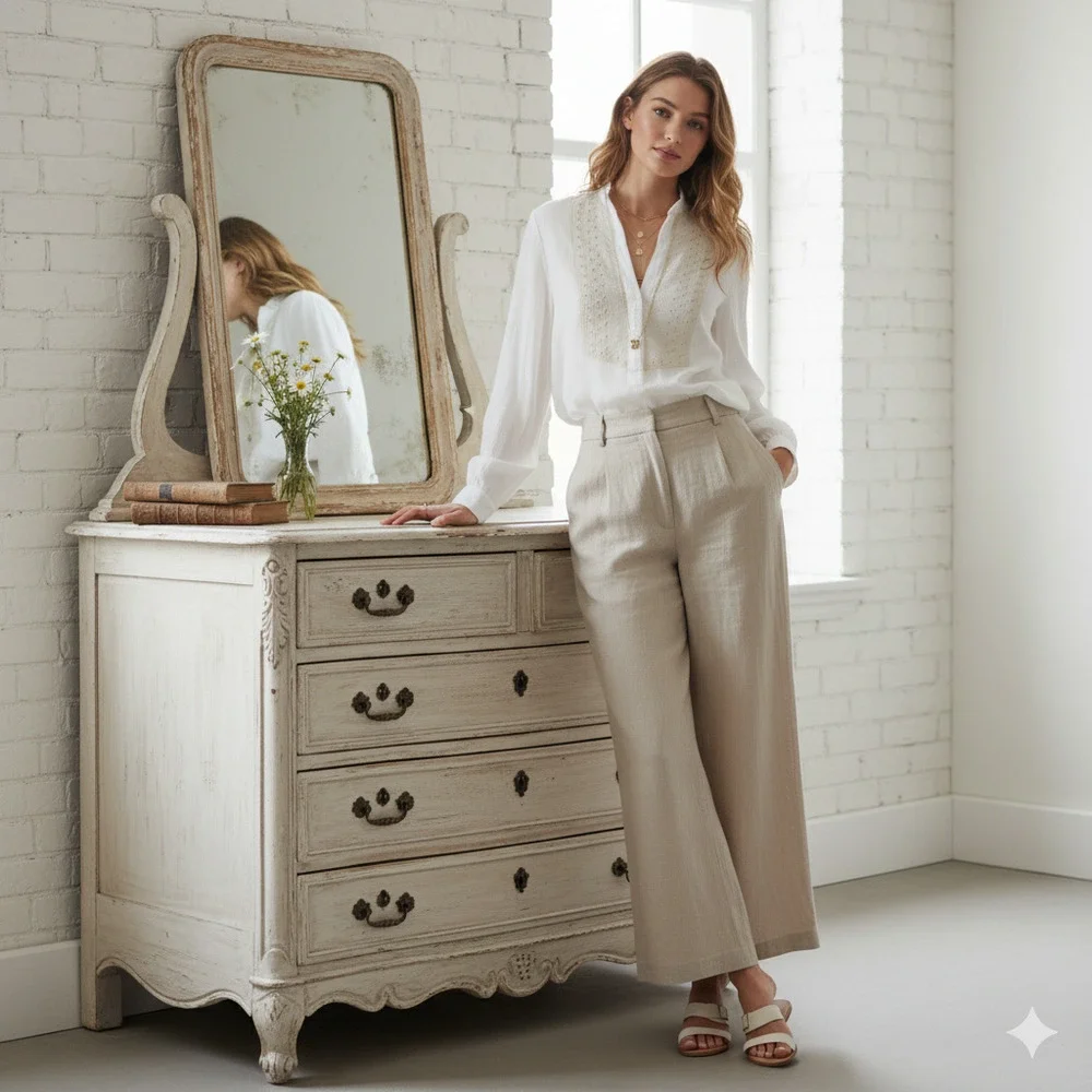 Anthropologie / Leifsdottir White Embroidered Bib-Front Blouse – Women Size 2 - Picture 2 of 9